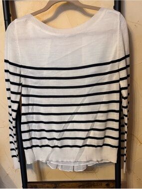 Maille Clu Size S Classic White & Navy Striped Boatneck Sweater